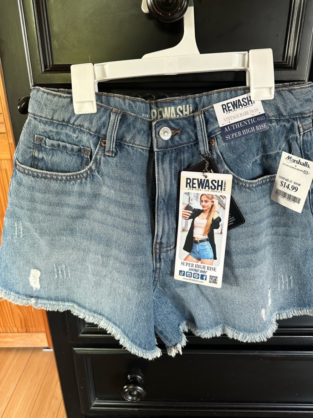 REWASH Women's Light Blue Super High Rise Denim Shorts